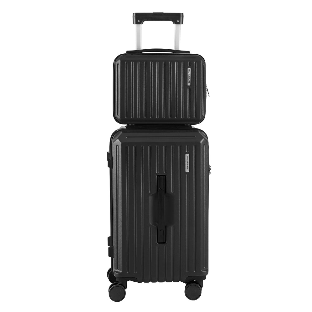 Wanderlite 2pcs Trunk Luggage Set 12" 20" Black with TSA Lock & 360° Spinner Wheels - SuperSaverAU - view 3