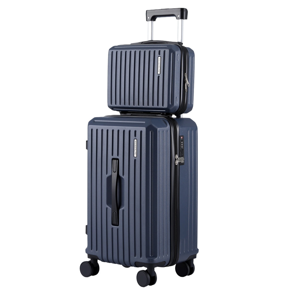 Wanderlite 2pcs Trunk Luggage Set 12" 20" Navy with TSA Lock & 360° Spinner Wheels - SuperSaverAU - view 1