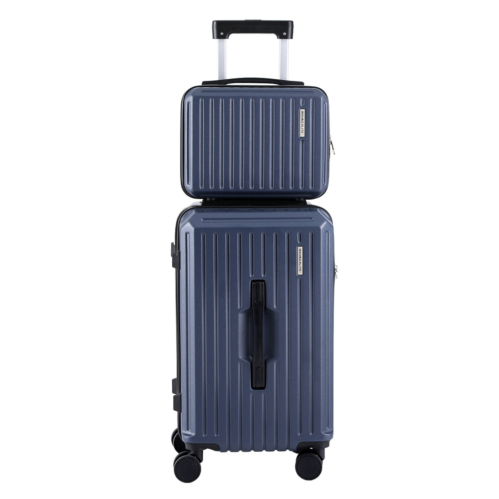 Wanderlite 2pcs Trunk Luggage Set 12" 20" Navy with TSA Lock & 360° Spinner Wheels - SuperSaverAU - view 3
