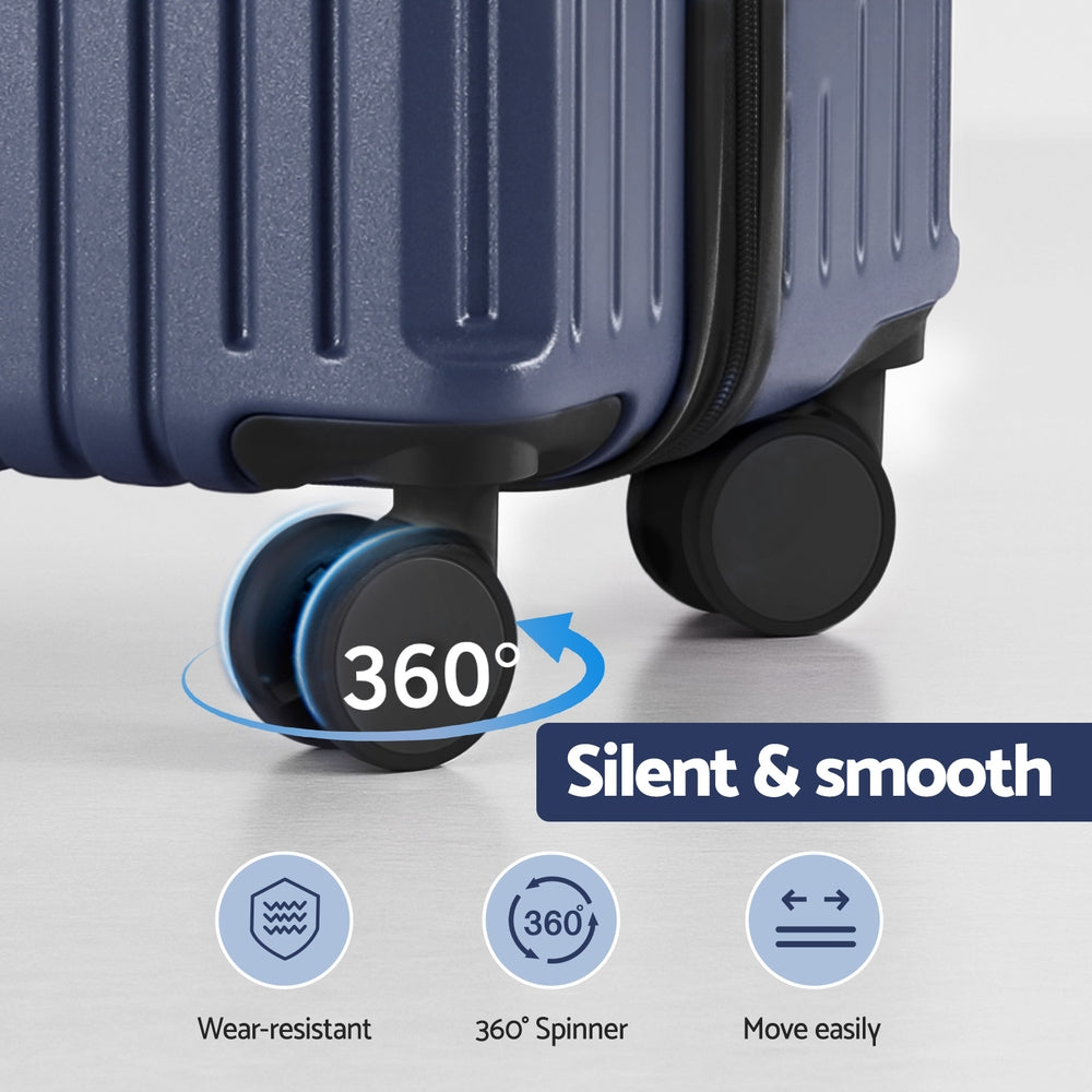 Wanderlite 2pcs Trunk Luggage Set 12" 20" Navy with TSA Lock & 360° Spinner Wheels - SuperSaverAU - view 5