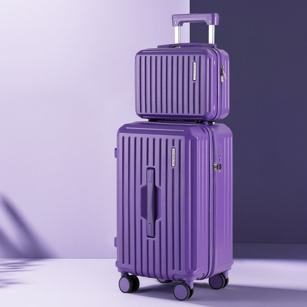 Wanderlite 2pcs Trunk Luggage Set 12" 20" Purple with TSA Lock & Spinner Wheels - SuperSaverAU - view 6