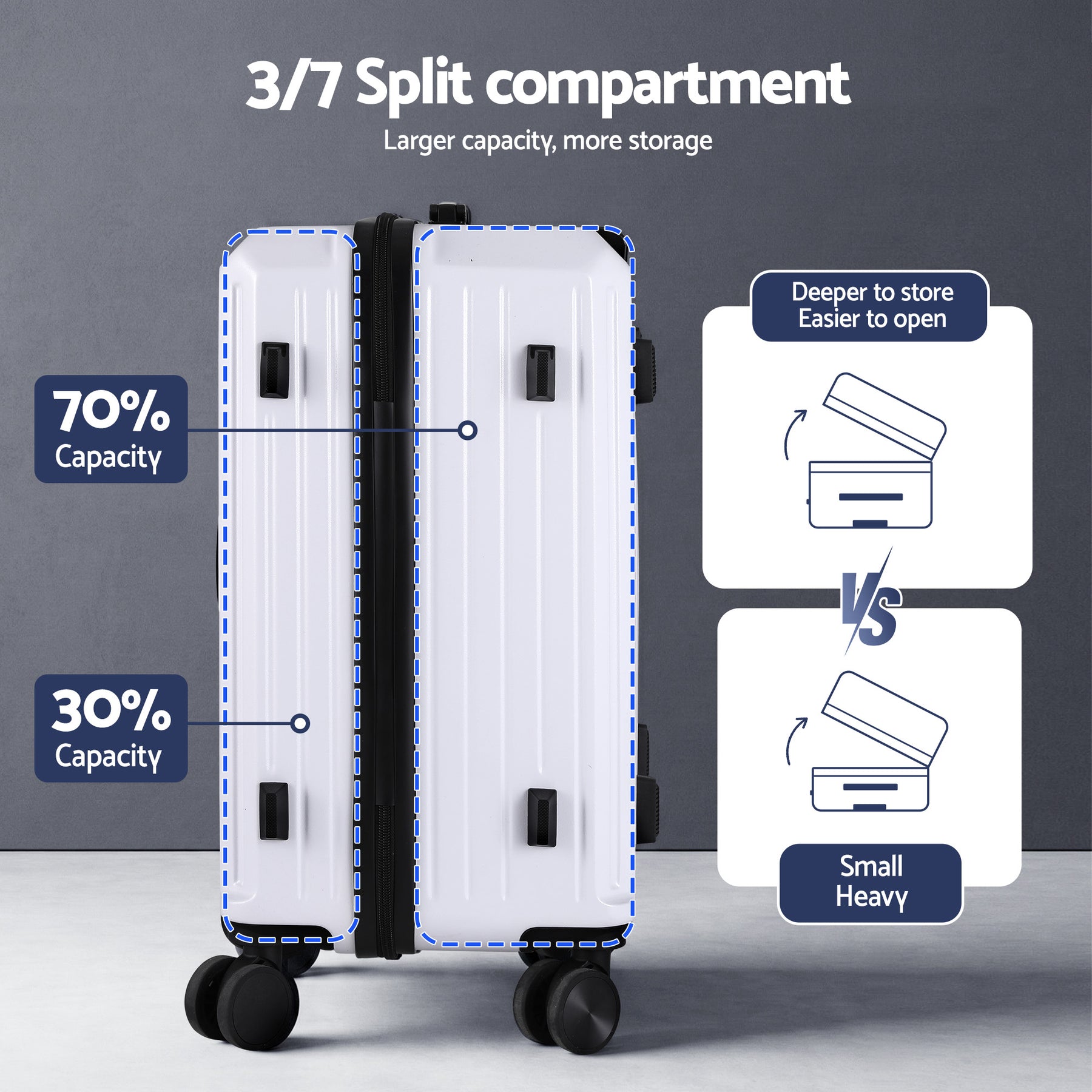 Wanderlite Trunk Luggage Set – White 12 & 20 Inch with TSA Lock