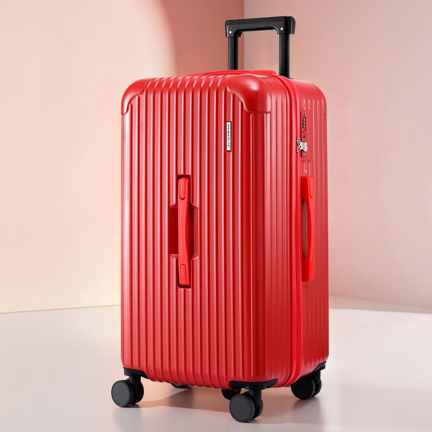 Wanderlite 28 Inch Trunk Luggage – Red 90L, TSA Lock & Type-C Port