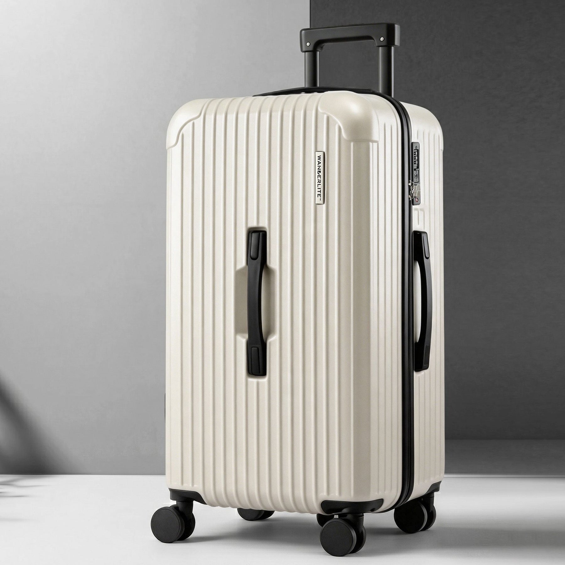 Wanderlite 28 Inch Trunk Luggage – Smoky White, TSA Lock & Type-C Port, 90L