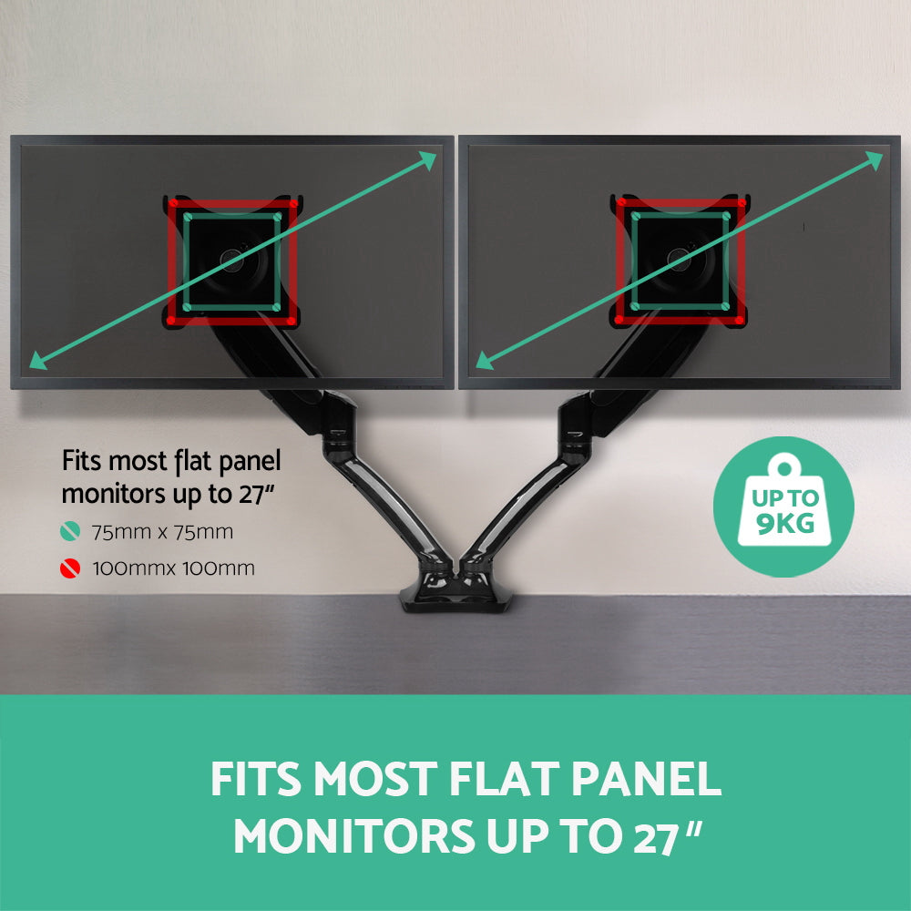 Artiss Monitor Arm Gas Spring Dual Desk Mount Screen Holder - SuperSaverAU - view 7
