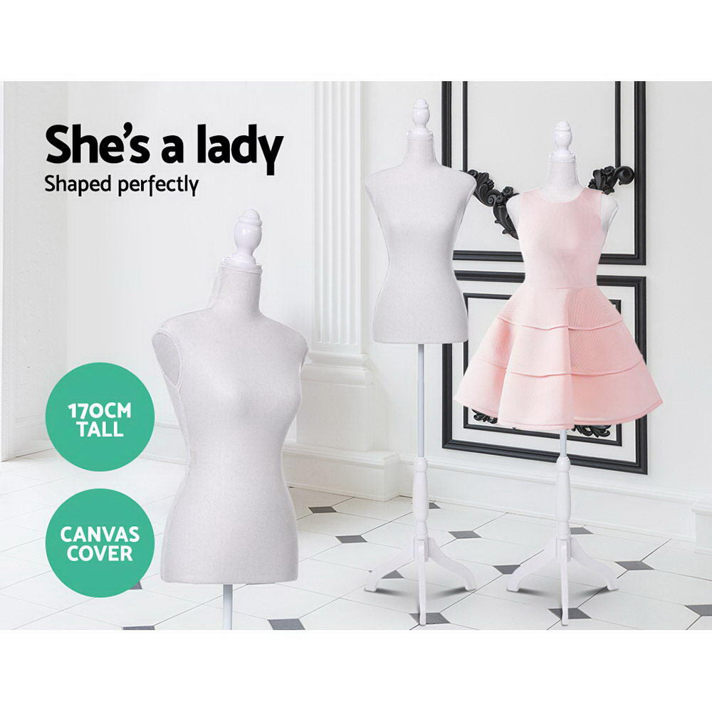 Female Mannequin 170cm Model Dressmaker Clothes Display Torso Tailor Wedding White - SuperSaverAU - view 3