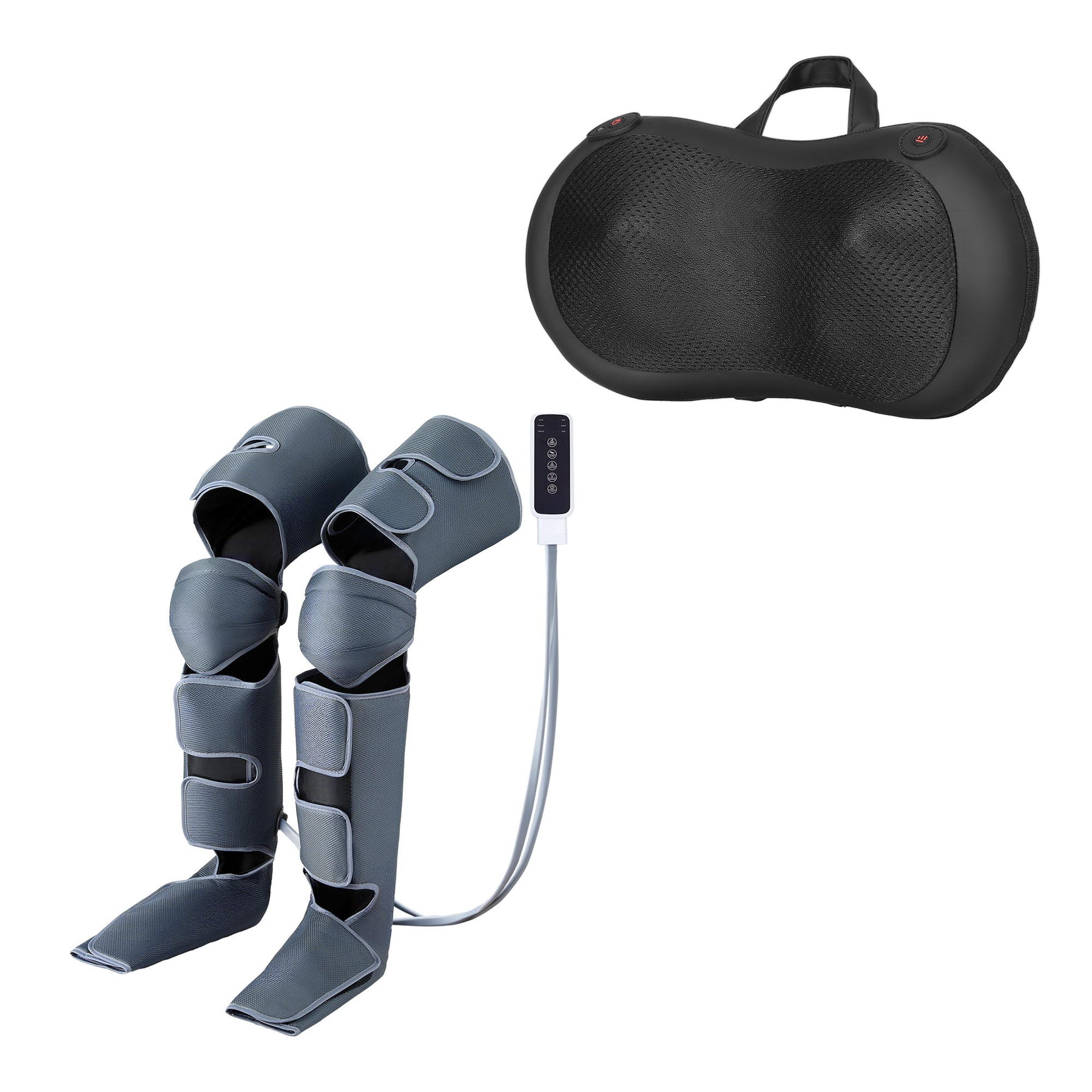 Livemor Air Compression Leg Massager and Heated Neck Back Massager Bundle