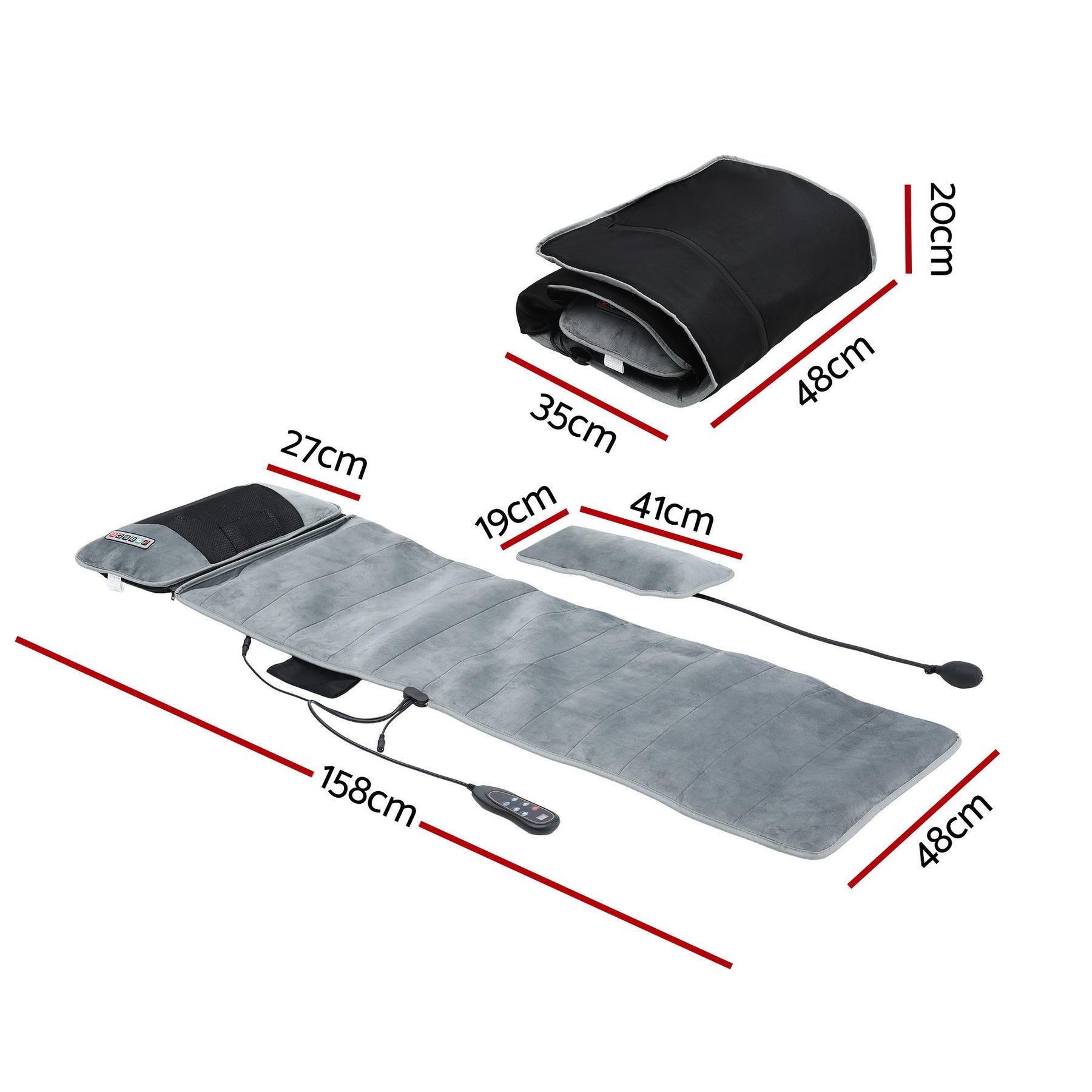 Livemor Grey 10-Node Vibration Heating Massage Mat with Neck Kneading
