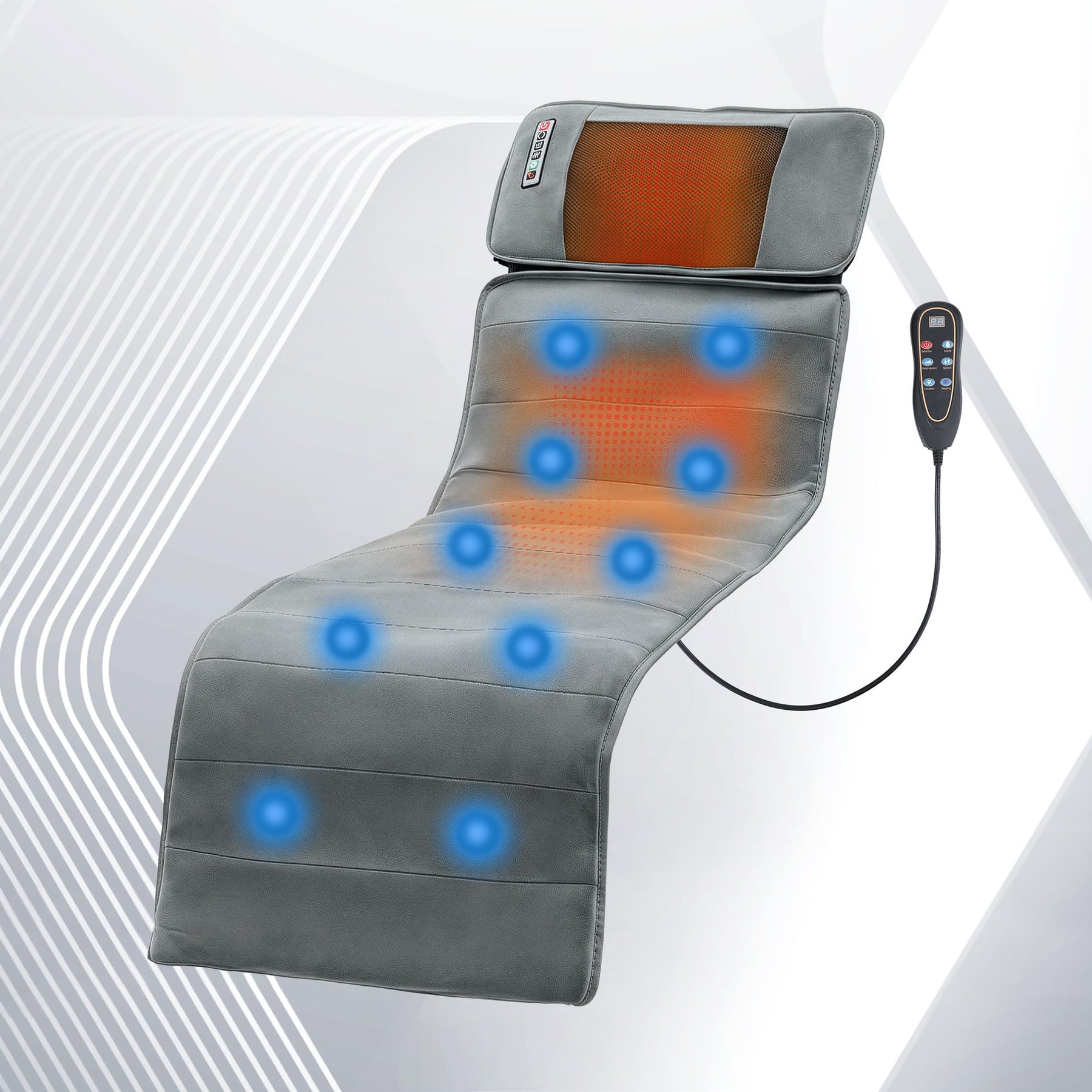 Livemor Grey 10-Node Vibration Heating Massage Mat with Neck Kneading