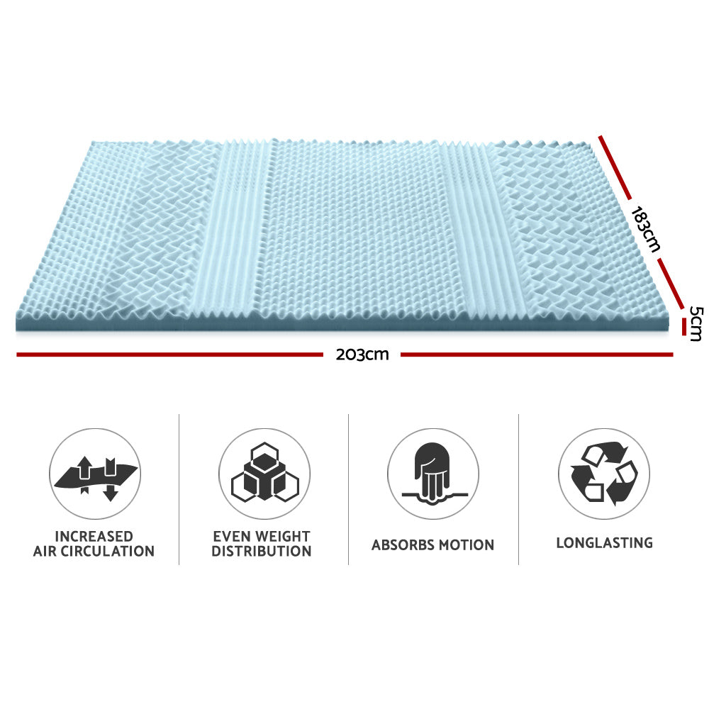 Giselle Bedding Memory Foam Mattress Topper 7-Zone 5cm King - SuperSaverAU - view 2