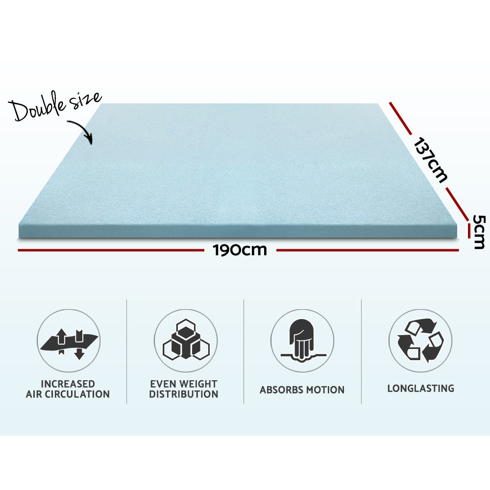 Giselle Bedding Memory Foam Mattress Topper Cool Gel 5cm Double - SuperSaverAU - view 2