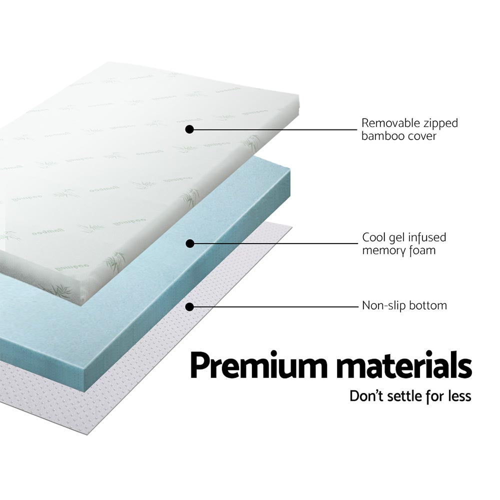 Giselle Bedding Memory Foam Mattress Topper Cool Gel 5cm Single - SuperSaverAU - view 4