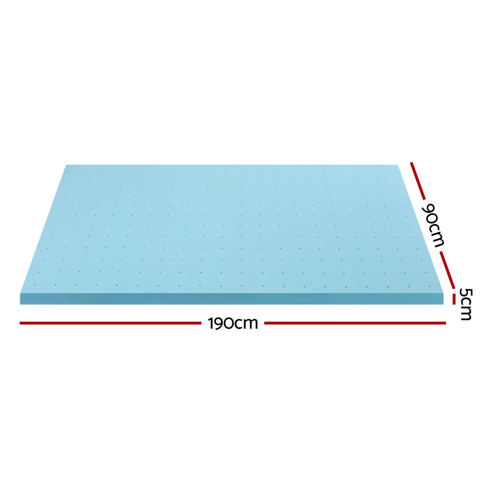 Giselle Bedding Memory Foam Mattress Topper 5cm Single - Cool Gel - SuperSaverAU - view 2
