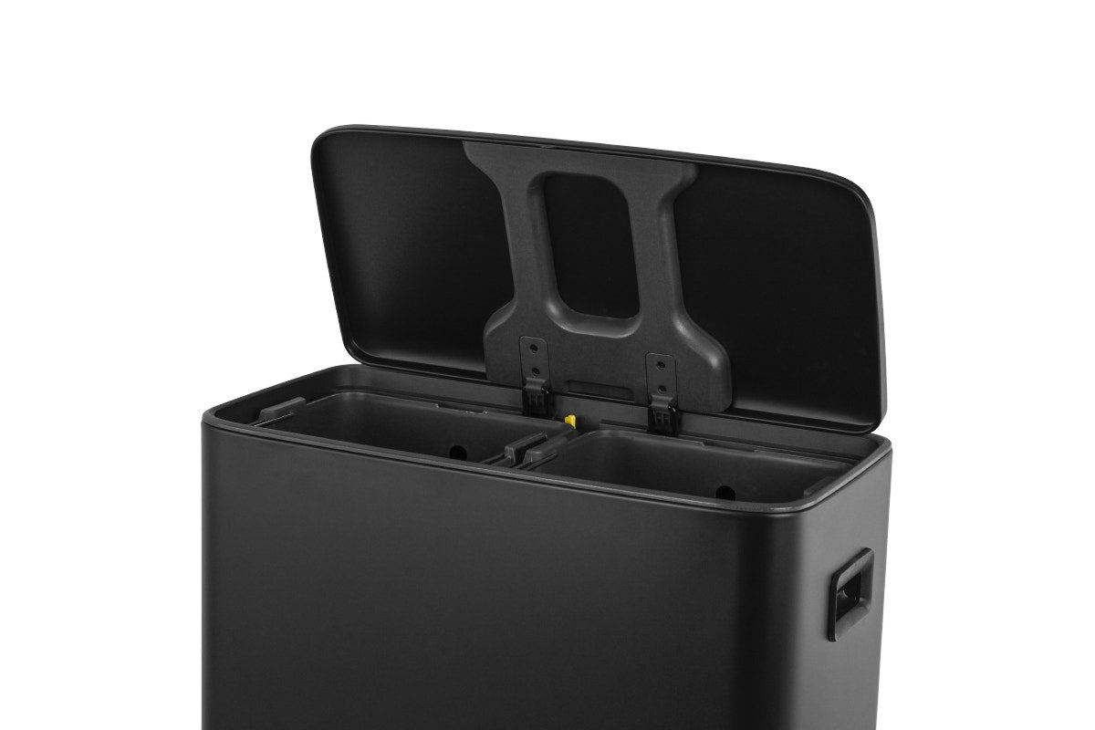 Matt Blatt 56L Dual Compartment Pedal Rubbish Bin (Black)