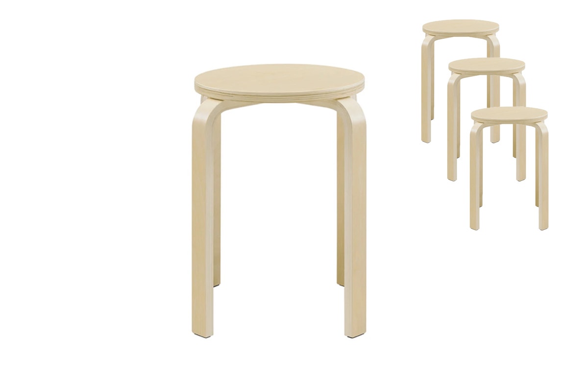 Set of 4 Matt Blatt Aalto Low Stools Replica (Natural)