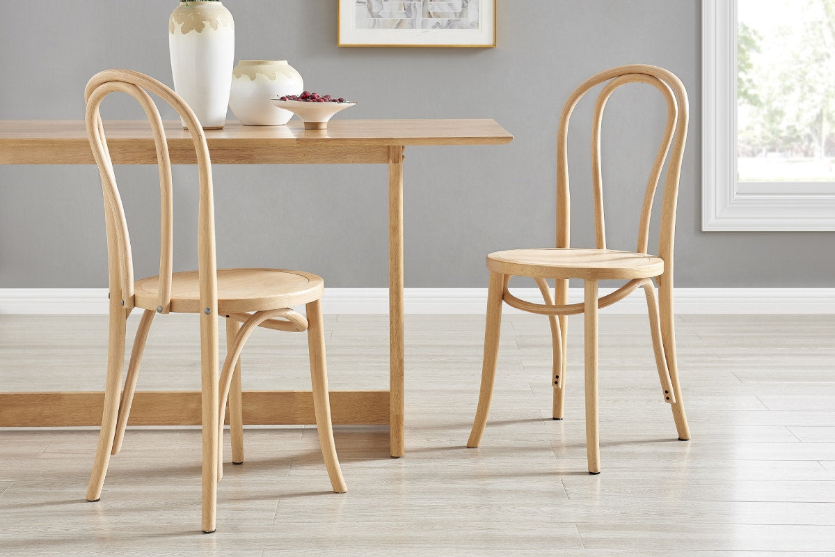 Set of 2 Matt Blatt Bentwood Chairs (Natural Beech/Board Seat)