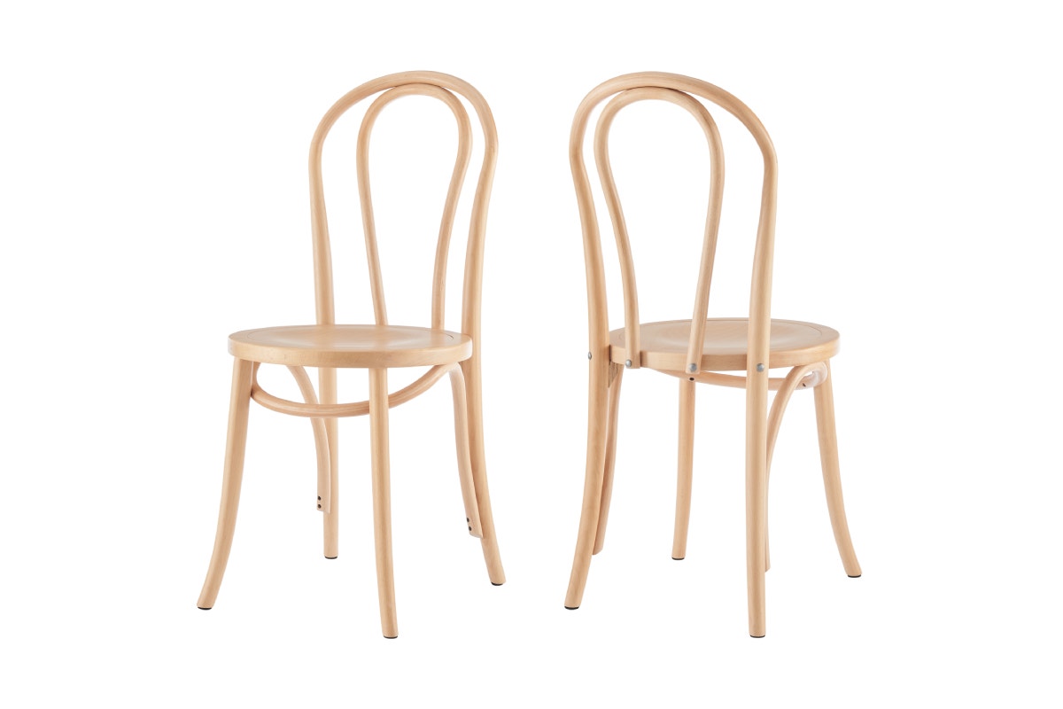 Set of 2 Matt Blatt Bentwood Chairs (Natural Beech/Board Seat)