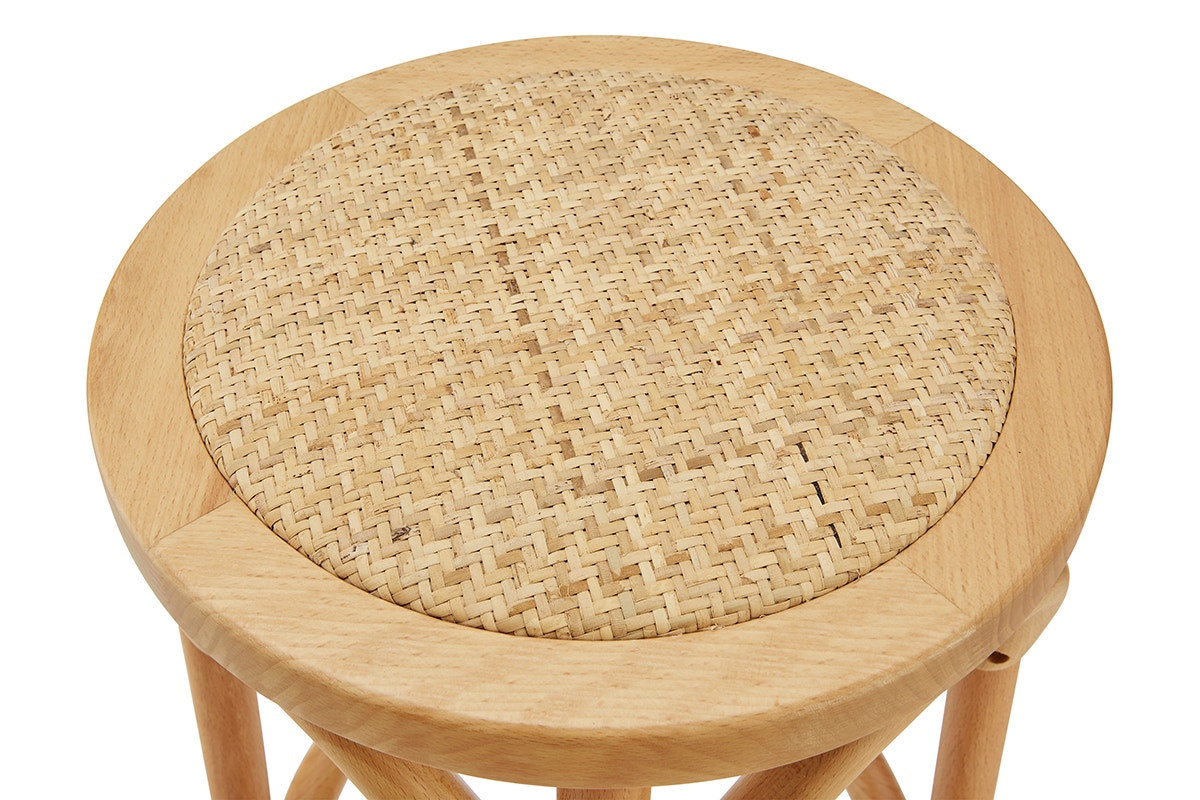 Matt Blatt Bentwood Backless Bar Stool (Natural Beech/Rattan Seat)