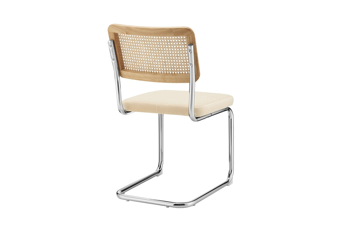 Set of 2 Matt Blatt Marcel Breuer Cesca Dining Chairs Replica (Rattan/Cream Velvet)