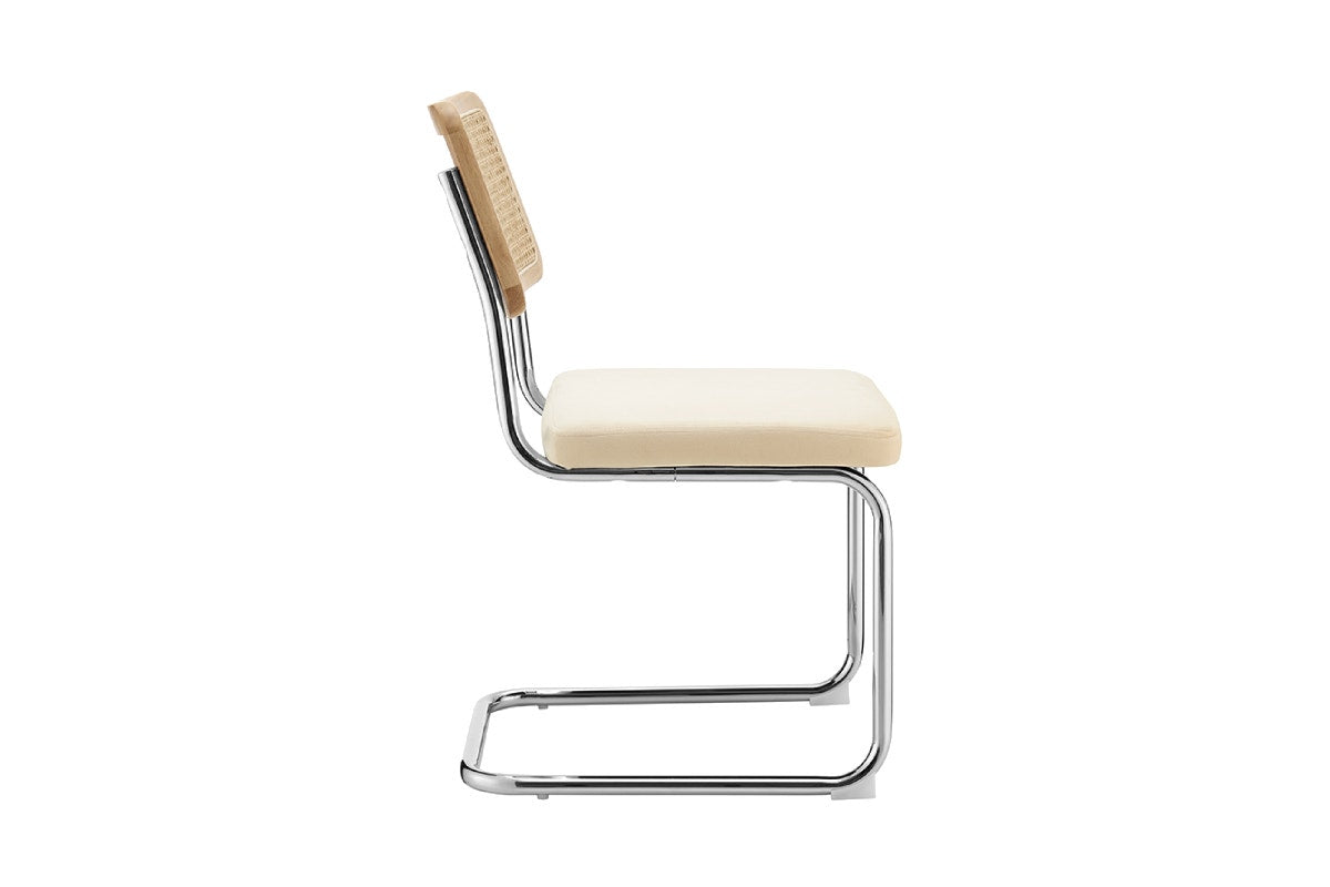 Set of 2 Matt Blatt Marcel Breuer Cesca Dining Chairs Replica (Rattan/Cream Velvet)