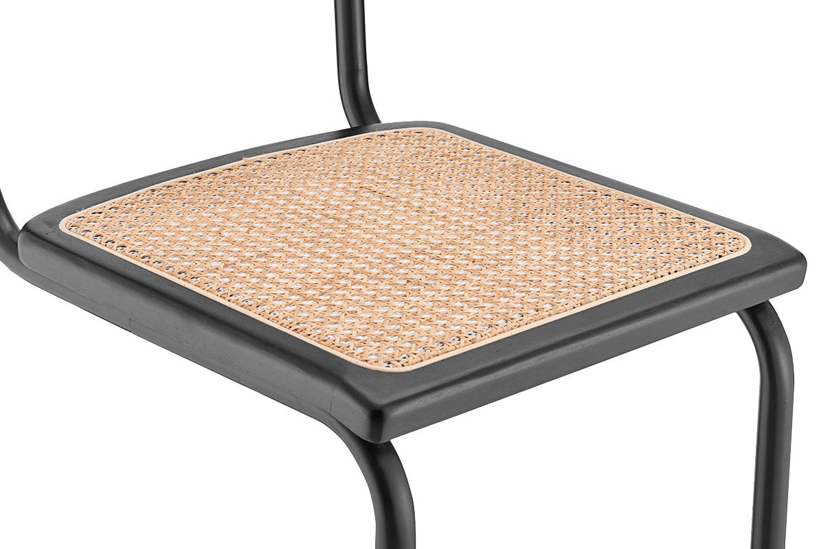 Set of 2 Matt Blatt Marcel Breuer Cesca Counter Stools Replica (Black/Rattan)