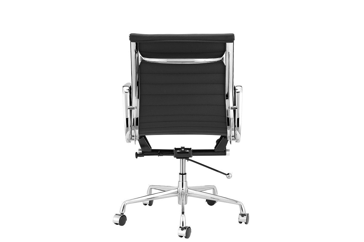Matt Blatt Eames Replica Low Back Leather Office Chair (Black/Chrome)