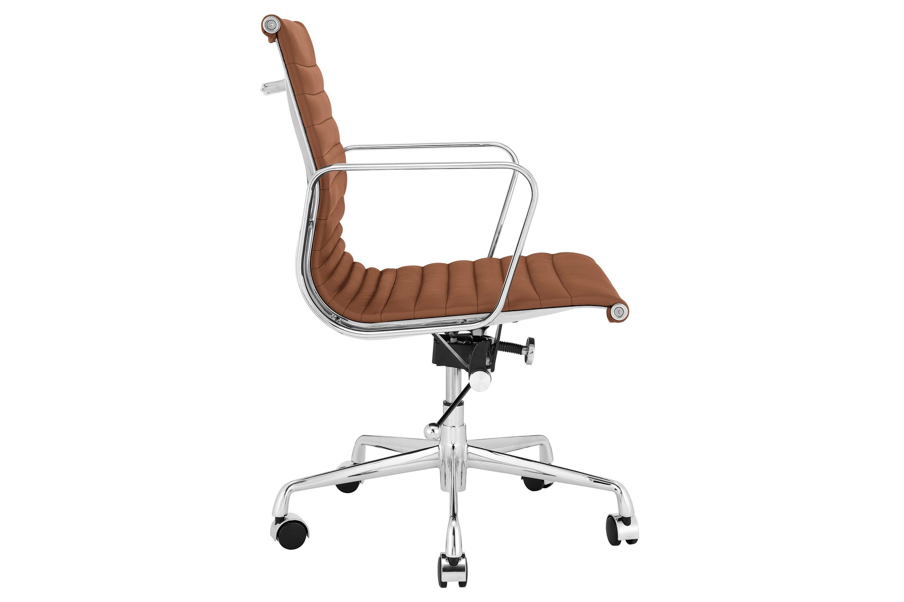 Matt Blatt Eames Premium Replica Low Back Office Chair Genuine Leather (Tan/Chrome)