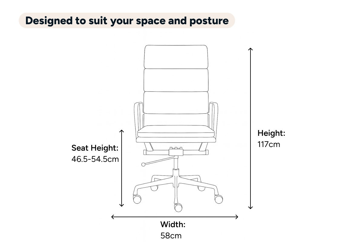 Matt Blatt Eames Replica High Back Soft Pad Leather Office Chair (Tan/Chrome)