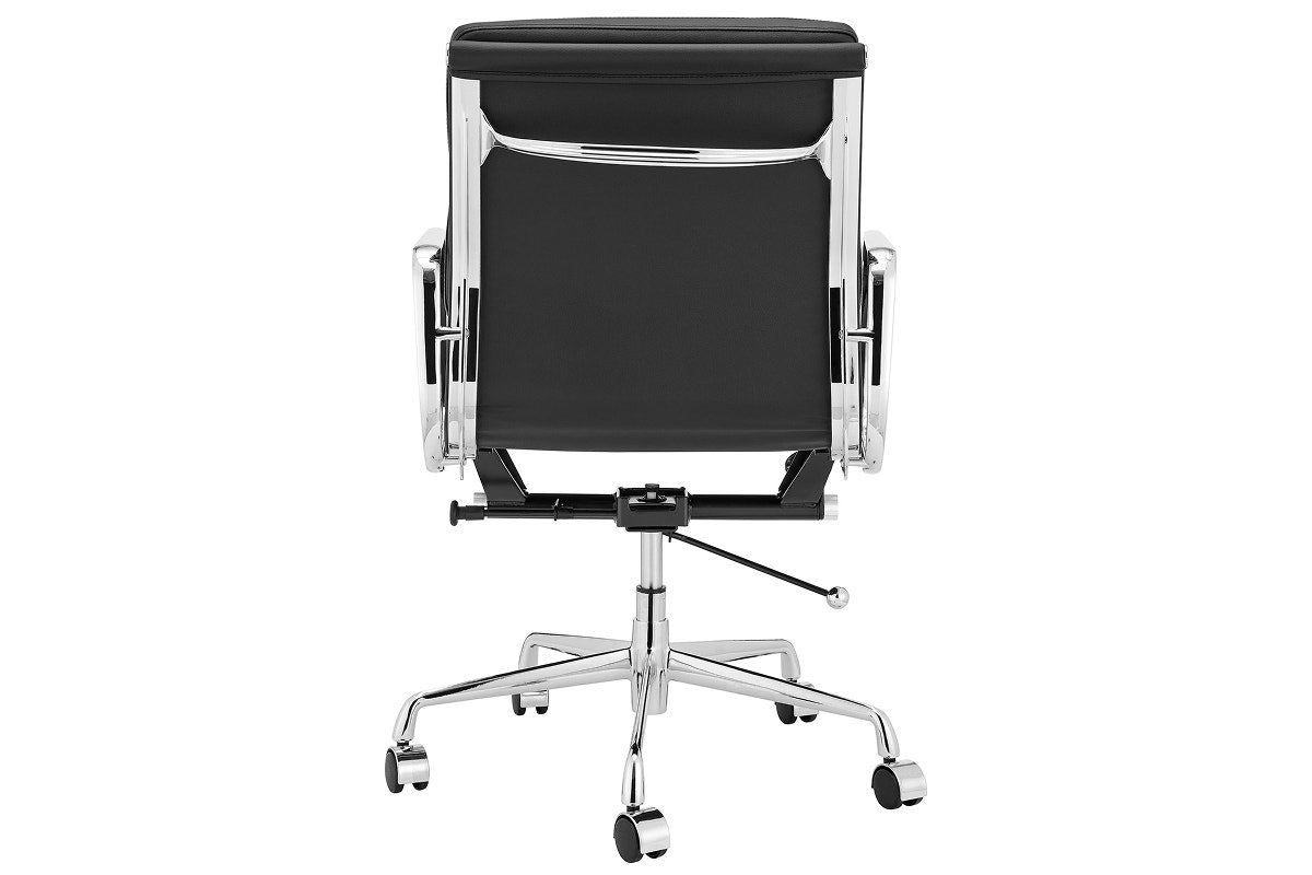 Matt Blatt Eames Replica Low Back Soft Pad Leather Office Chair (Black / Chrome)
