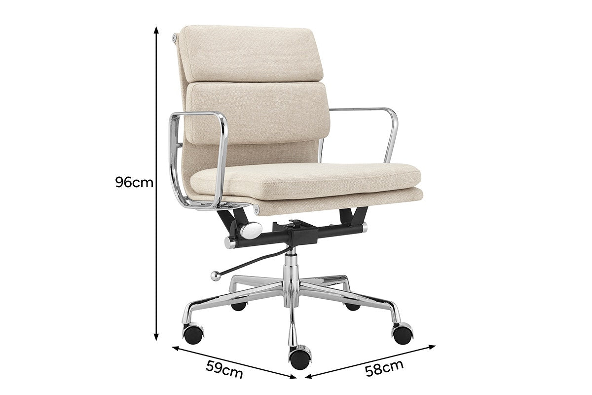 Matt Blatt Eames Premium Replica Low Back Soft Pad Office Chair Fabric (Beige/Chrome)