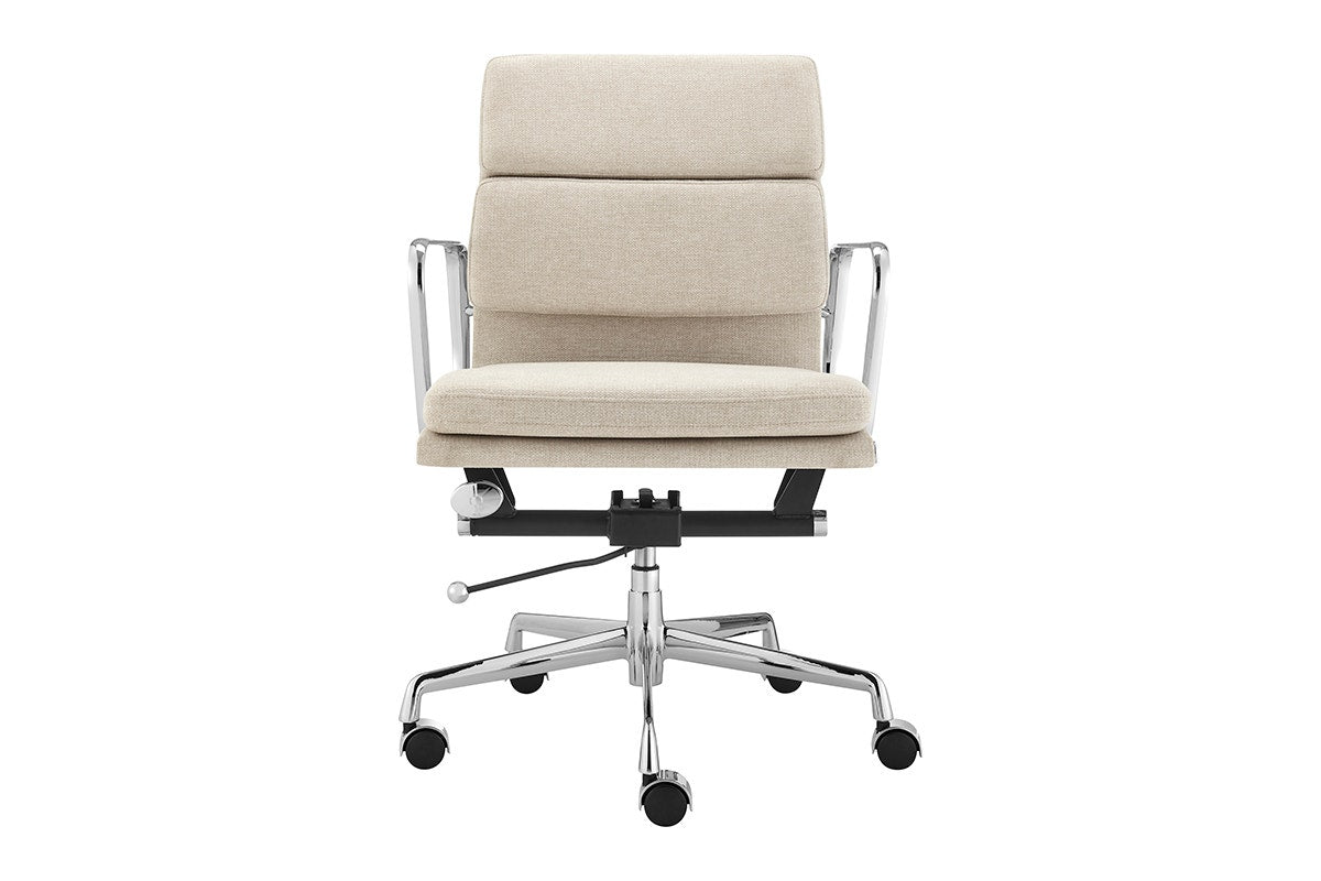 Matt Blatt Eames Premium Replica Low Back Soft Pad Office Chair Fabric (Beige/Chrome)