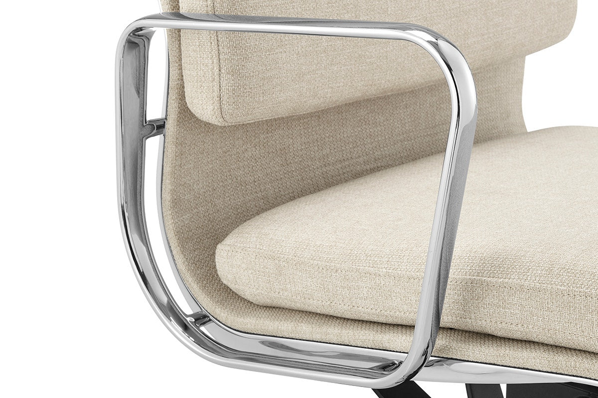 Matt Blatt Eames Premium Replica Low Back Soft Pad Office Chair Fabric (Beige/Chrome)