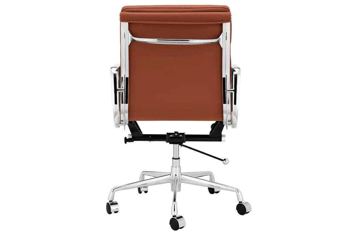 Matt Blatt Eames Premium Replica Low Back Soft Pad Office Chair Genuine Leather (Tan/Chrome)
