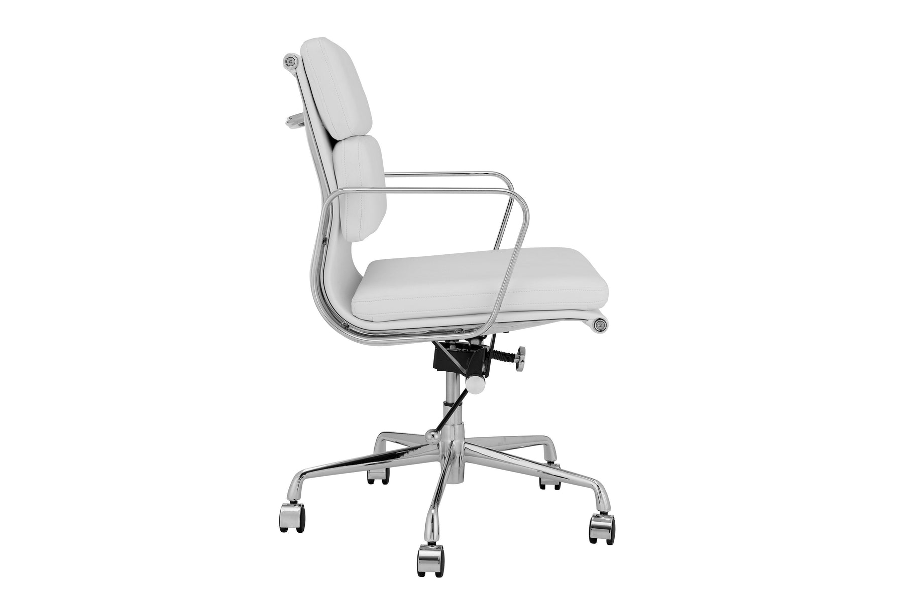 Matt Blatt Eames Premium Replica Low Back Soft Pad Office Chair Genuine Leather (White/Chrome)