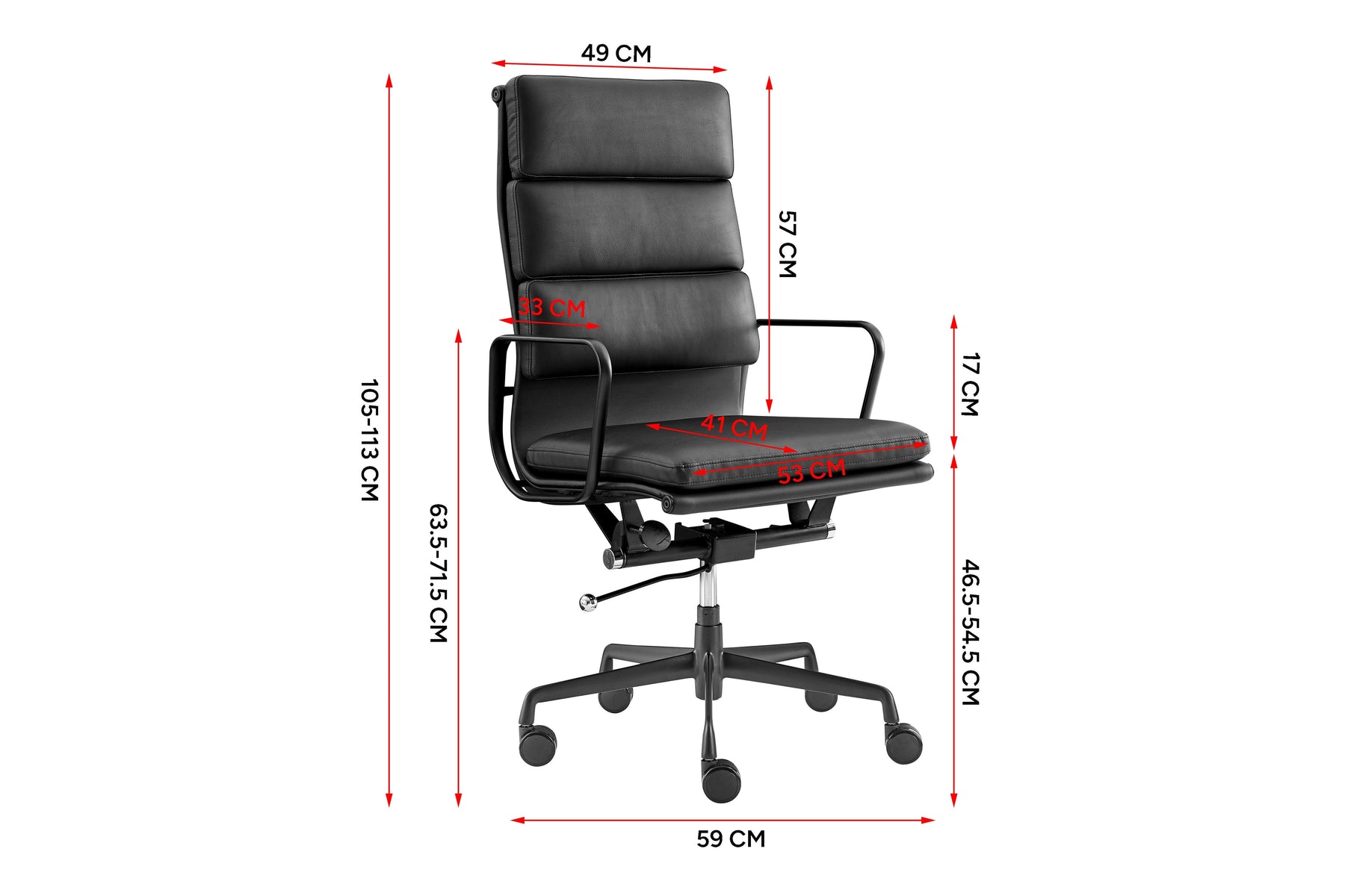 Matt Blatt Eames Premium Replica High Back Soft Pad Office Chair Genuine Leather (Black/Black)