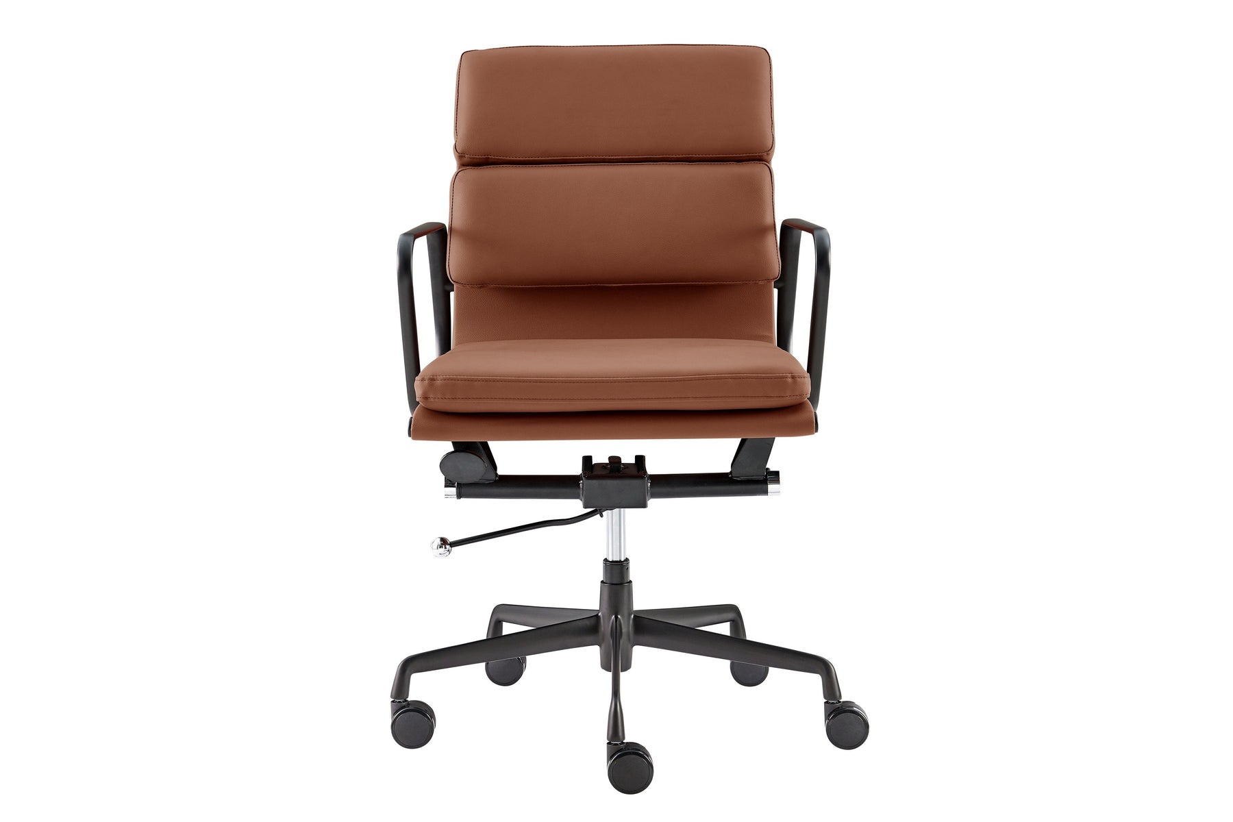 Matt Blatt Eames Premium Replica Low Back Soft Pad Office Chair Genuine Leather (Tan/Black)