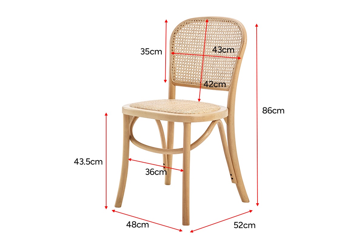 Set of 2 Matt Blatt Felix Bentwood Dining Chairs (Natural Beech/Rattan)