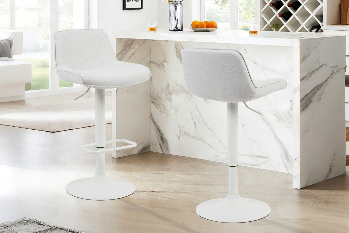 Set of 2 Matt Blatt Joey Height Adjustable Bar Stools (White/Beach Sand)