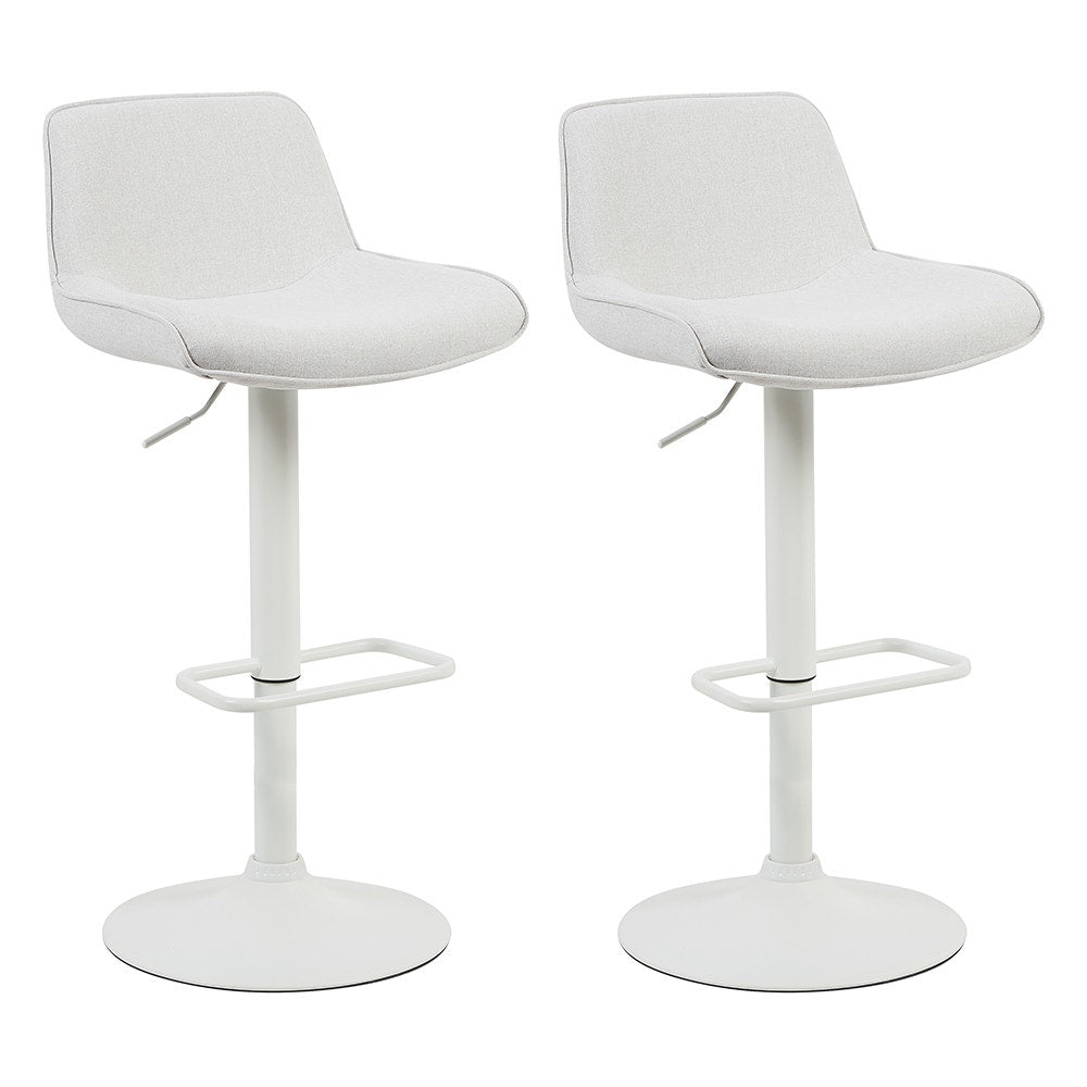 Set of 2 Matt Blatt Joey Height Adjustable Bar Stools (White/Beach Sand)
