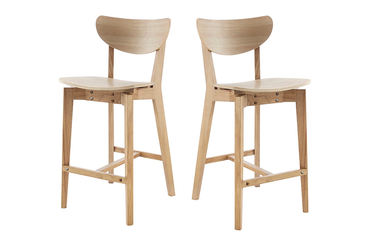 Matt Blatt Set of 2 Larsen Wooden Barstools (Natural)
