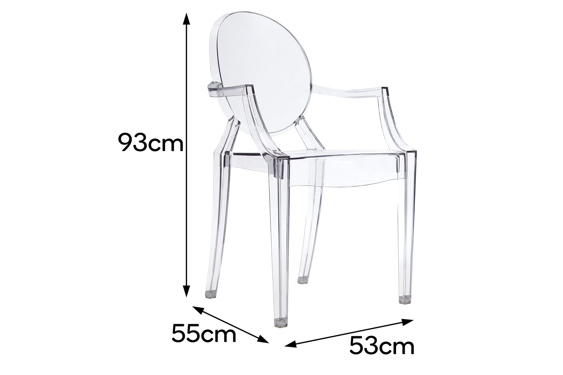 Matt Blatt Set of 2 Philippe Starck Louis Ghost Arm Chairs Replica (Clear)