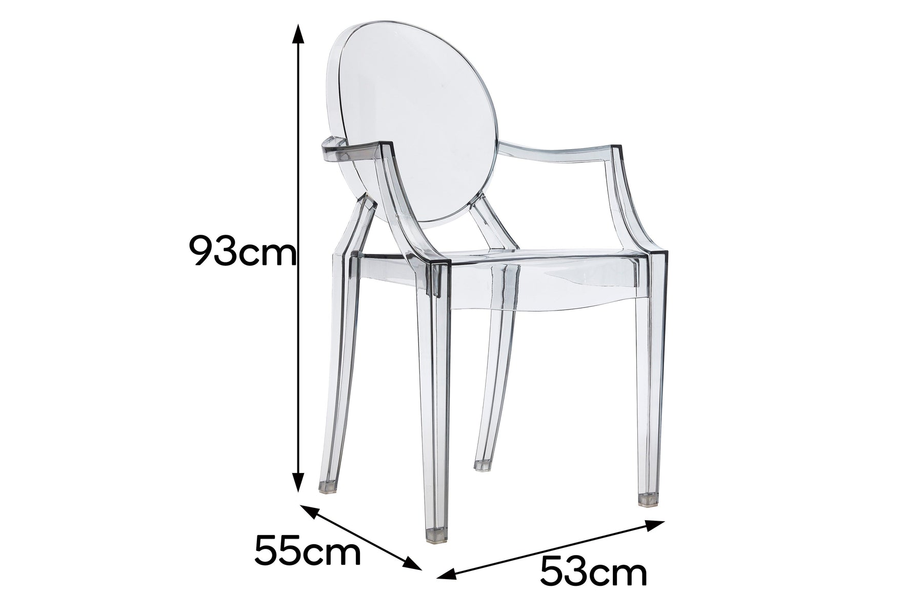 Set of 2 Matt Blatt Philippe Starck Louis Ghost Dining Chairs Replica (Smoke)