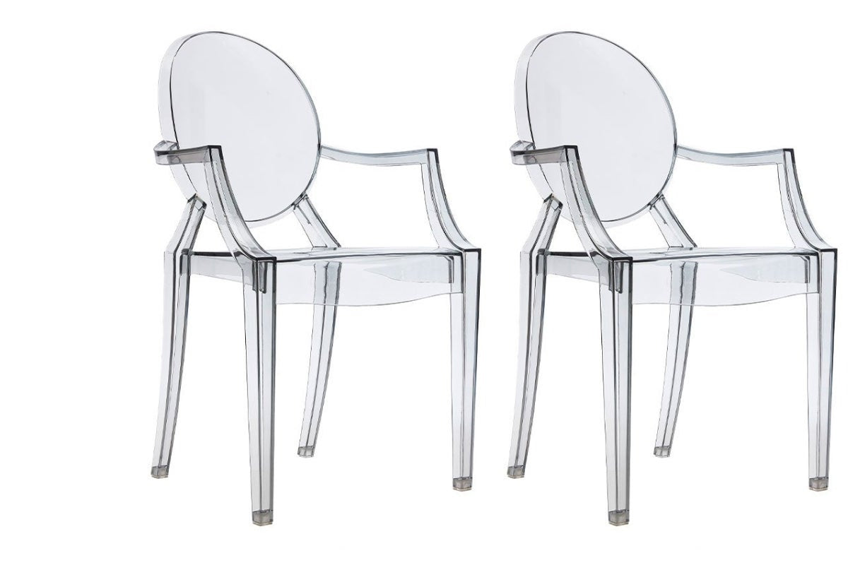 Set of 2 Matt Blatt Philippe Starck Louis Ghost Dining Chairs Replica (Smoke)