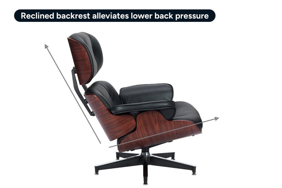 Matt Blatt Eames Premium Replica Leather Lounge Chair and Ottoman (Black Leather/Rosewood)