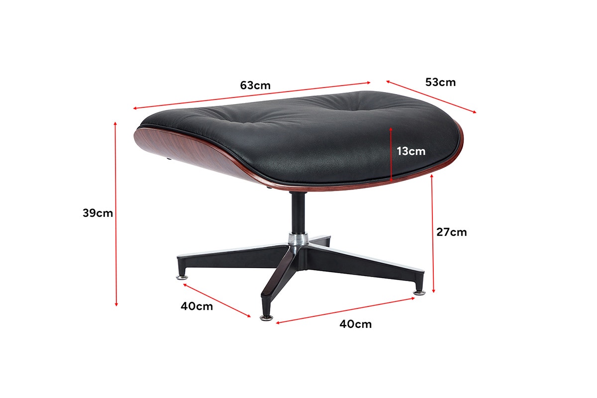 Matt Blatt Eames Premium Replica Leather Lounge Chair and Ottoman (Black Leather/Rosewood)