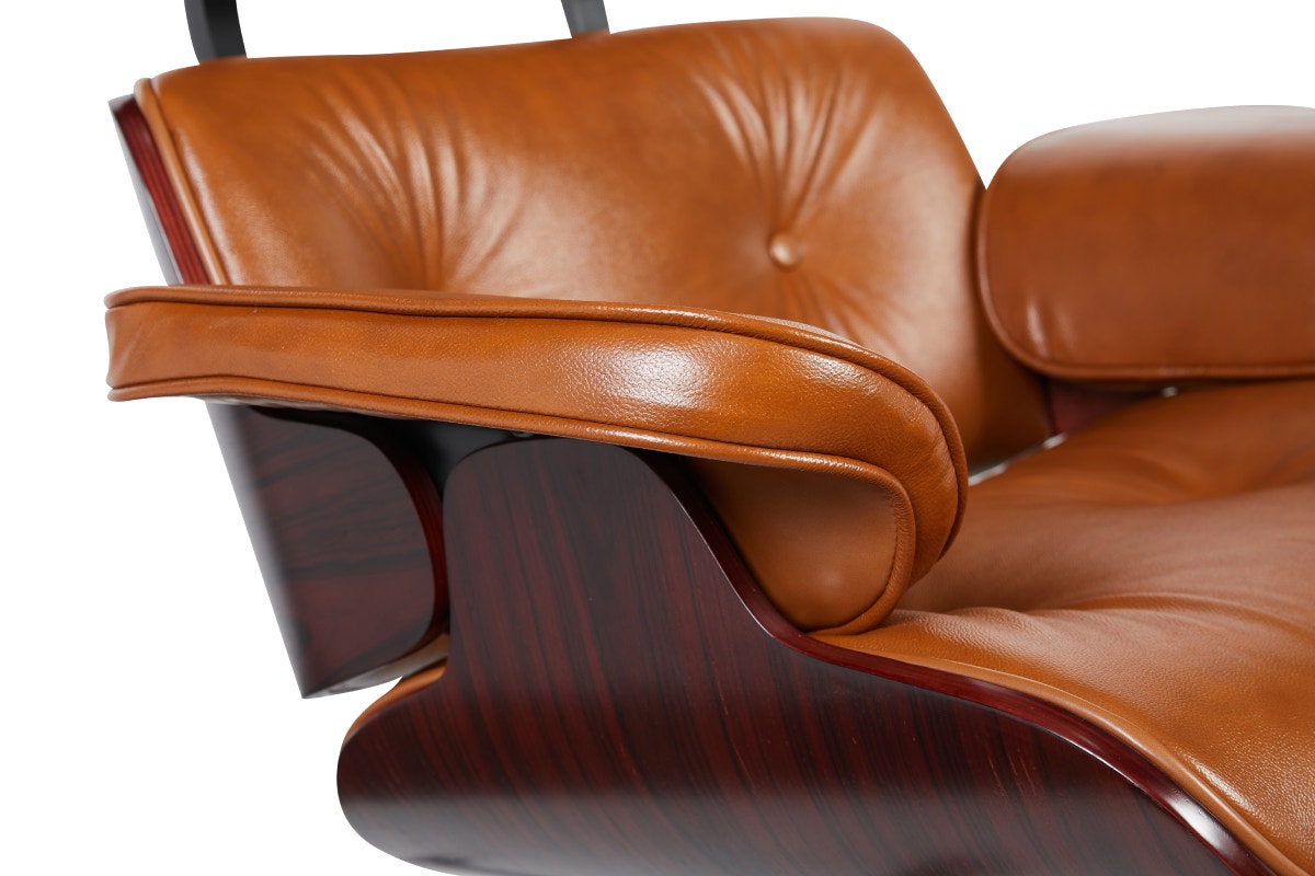 Matt Blatt Eames Premium Replica Leather Lounge Chair and Ottoman (Tan Leather/Rosewood)