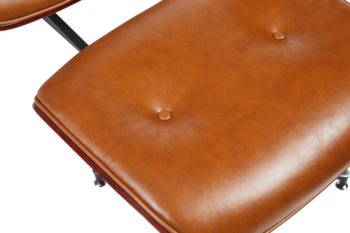 Matt Blatt Eames Premium Replica Leather Lounge Chair and Ottoman (Tan Leather/Rosewood)