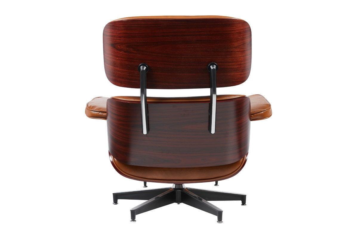Matt Blatt Eames Premium Replica Leather Lounge Chair and Ottoman (Tan Leather/Rosewood)
