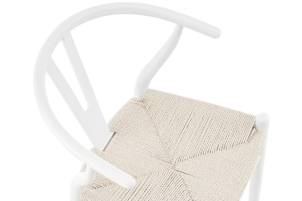Set of 2 Matt Blatt Hans Wegner Wishbone Dining Chairs Replica (Beech Wood/White Natural)