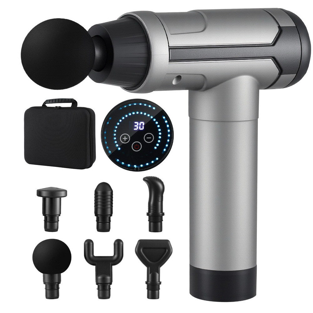 Everfit Black 30-Speed Massage Gun with 6 Heads LCD Display and Carry Case